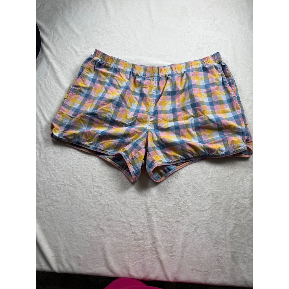 Lands End Womens 2X Pajama Shorts Multi Color Gingham Plaid Cotton Sleep Shorts